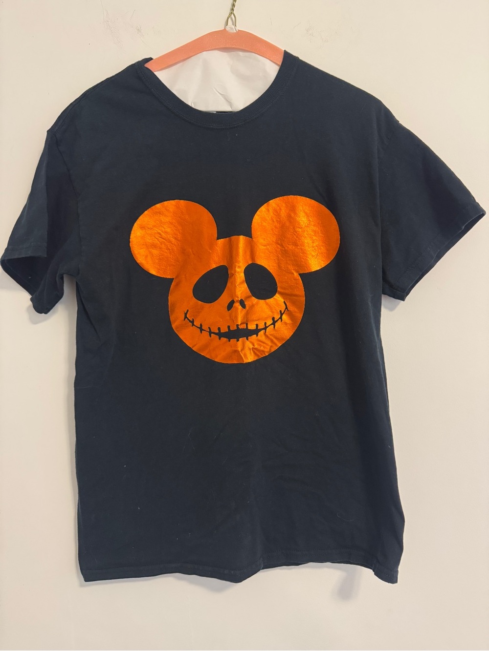 Gildan Black Halloween Mickey Jack Skeleton Pumpkin T-Shirt